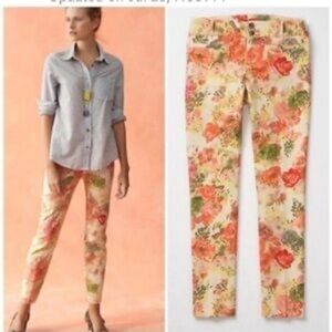 ANTHROPOLOGIE Cartonnier Floral Print Cropped Jeans With Pockets -LIKE NEW